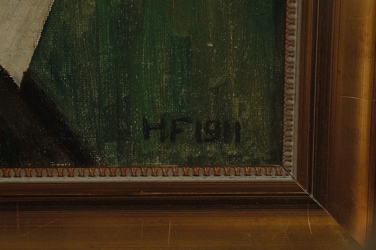 Detail a: Hans Franke, 1892 Habelschwerdt - 1975 Freiburg im Breisgau, freischaffender Autodidakt, wohl Selbstporträt desjungen Künstlers, Kopfbild im ...