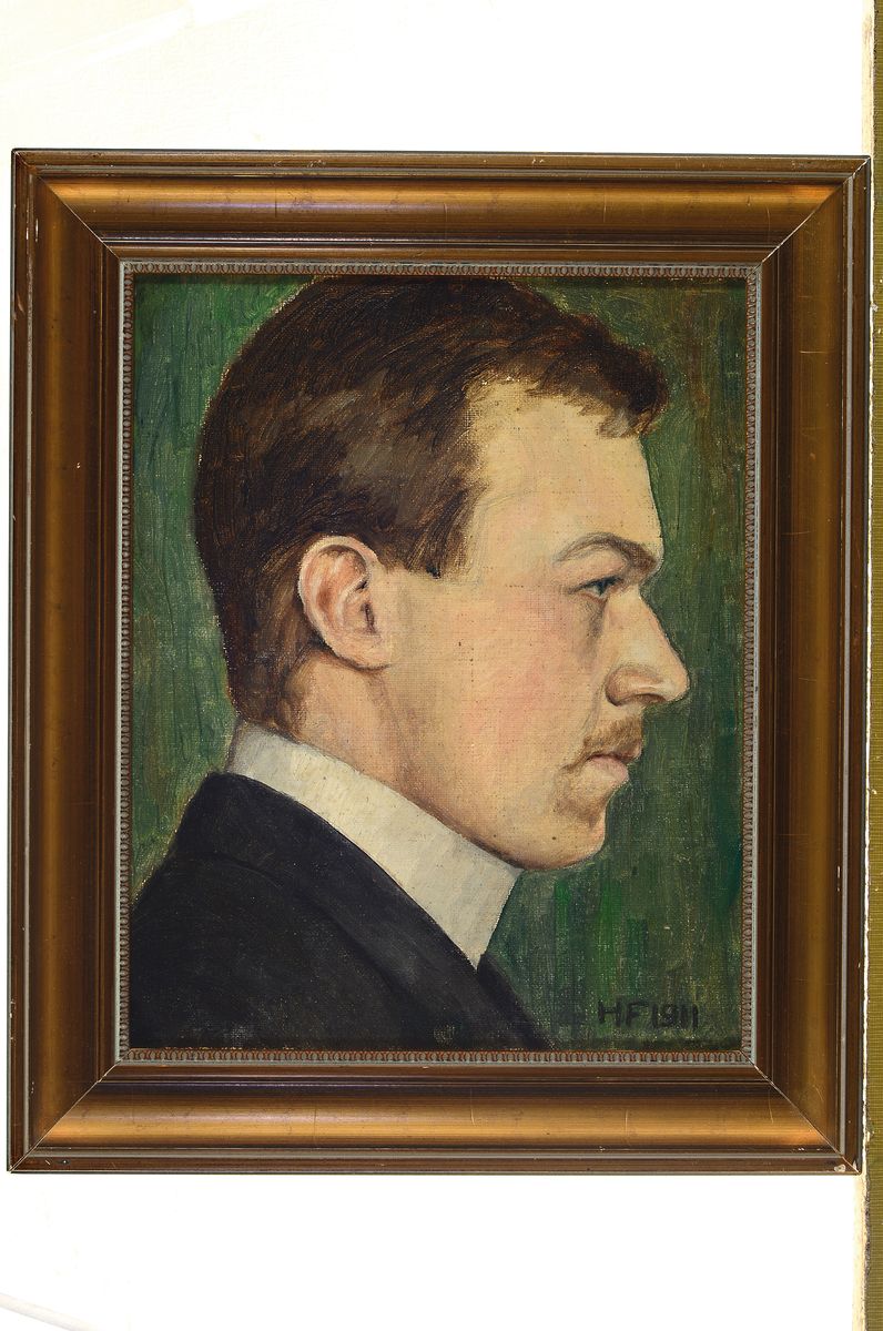Detail k: Hans Franke, 1892 Habelschwerdt - 1975 Freiburg im Breisgau, freischaffender Autodidakt, wohl Selbstporträt desjungen Künstlers, Kopfbild im ...