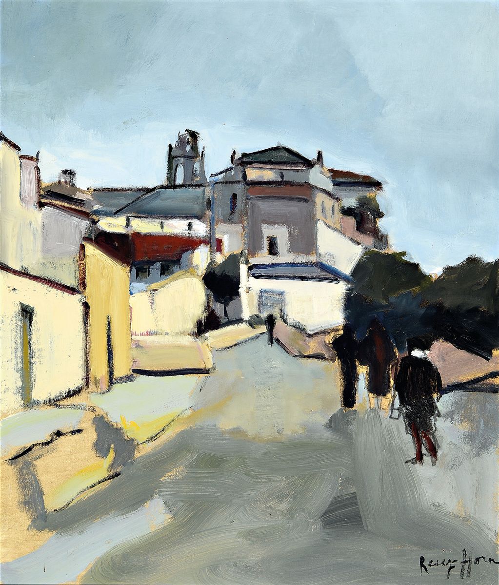 Ruiz-Horn, zeitgen. spanischer Künstler, Stadtansicht, Öl/Hartfaser, rechts unten signiert, ca. 55x47cm, R. ca. 63x55cm