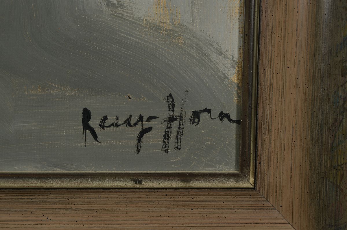 Detail a: Ruiz-Horn, zeitgen. spanischer Künstler, Stadtansicht, Öl/Hartfaser, rechts unten signiert, ca. 55x47cm, R. ca. 63x55cm