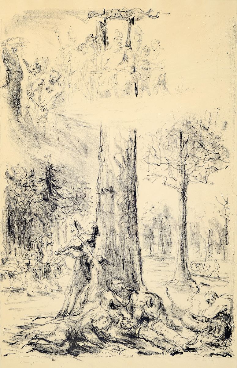 Detail a: Max Slevogt, 1868 Landshut - 1932 Leinsweiler -Neukastel, Studium an der Akademie München, 2 Grafiken: a. "Im Kahn" aus der Serie ...