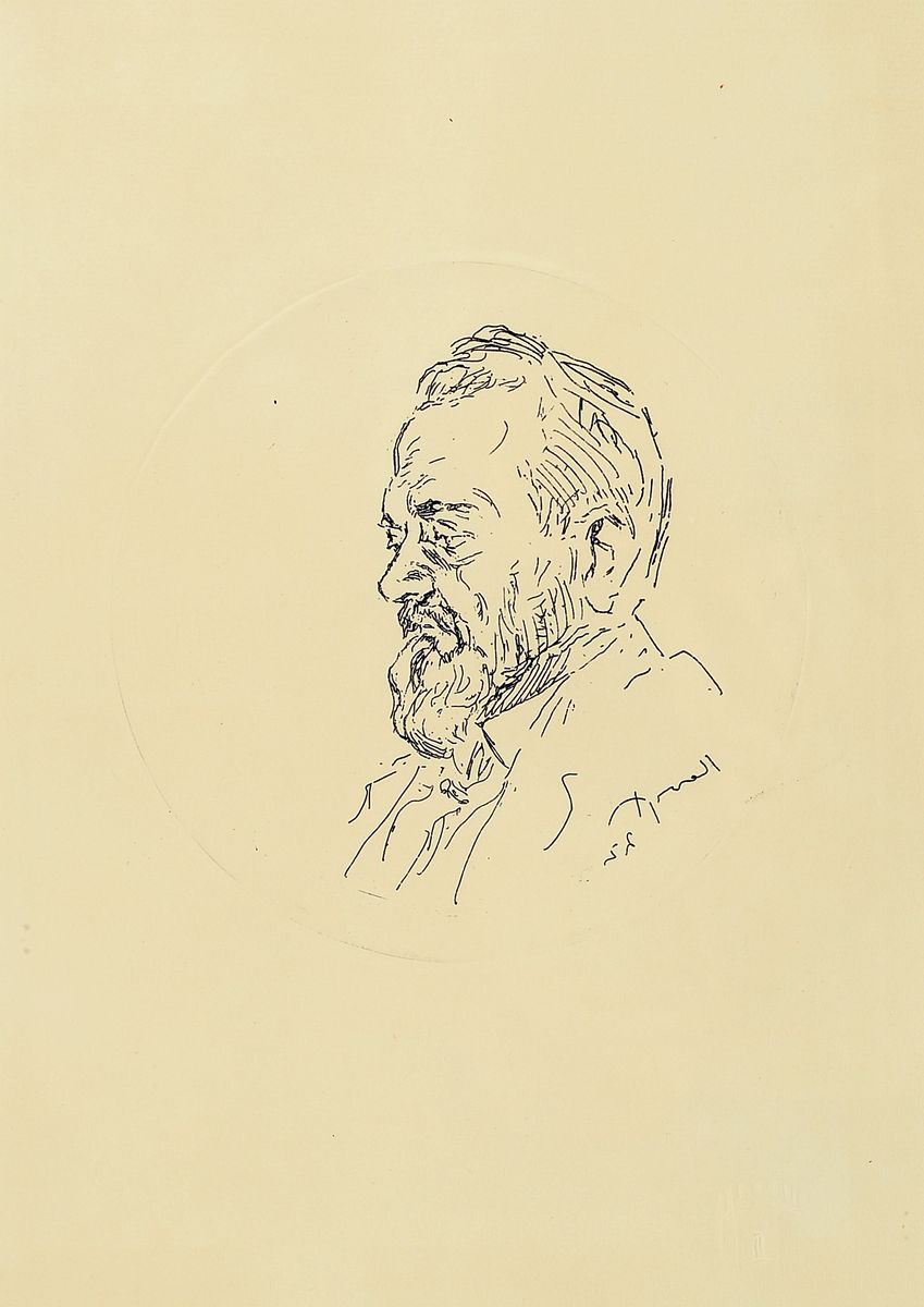 Detail c: Max Slevogt, 1868 Landshut - 1932 Leinsweiler -Neukastel, Studium an der Akademie München,3 Grafiken: a. "Reichsadler bringt die Kaiserkrone ...