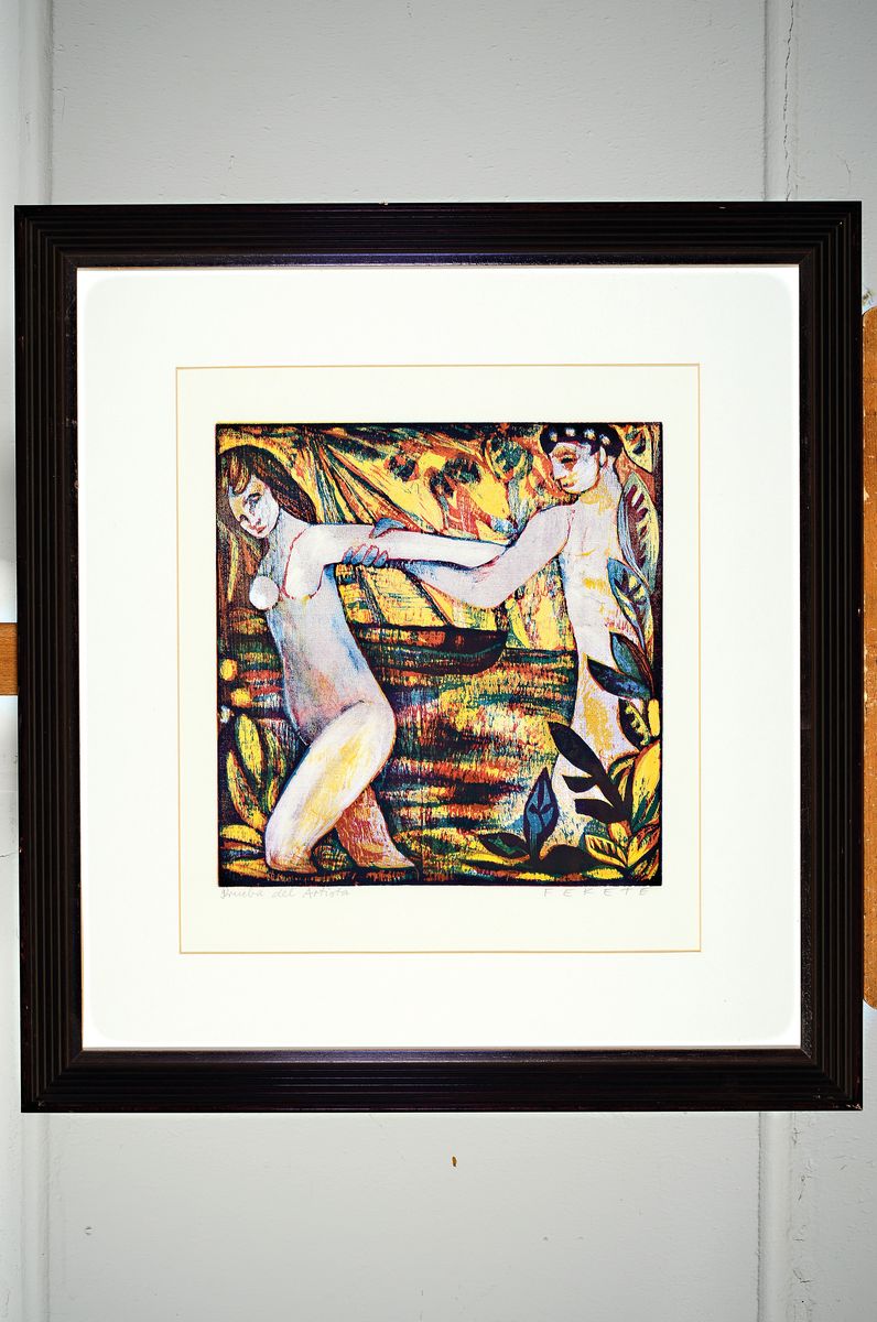 Detail m: Esteban Fekete, 1924 Budapest - 2009 Dieburg , 2 Farbholzschnitte: a. Nacktes Paar am Meer, signiert u. bez. "Pruebo del Artista ...