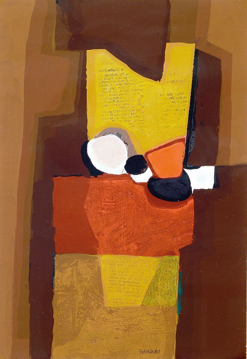Detail a: Paul Reichle, 1900 Stuttgart - 1981 Bietigheim-Bissingen, Studium am Bauhaus in Weimar beiAlbers, Kandinsky, Klee u. Schlemmer, mit Willi Baumeister ...