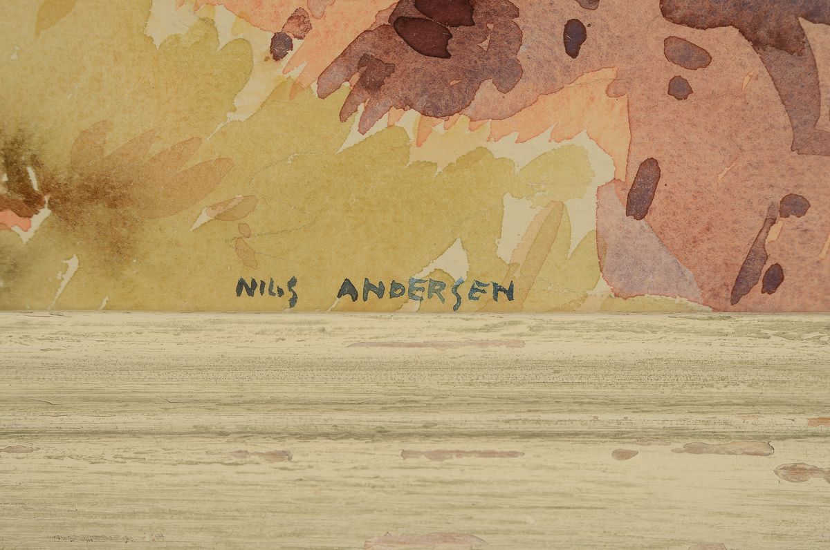 Detail a: Nils Severin Andersen, 1897 Drammen/Norwegen -1972, Studium an der Natal Technical Arts School Durban/Südafrika, Kriegsmaler der Royal Navy im 2.WK, ...