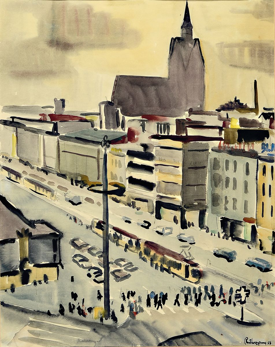 Rudolf Herzsprung, geb. 1904 Berlin, 2 Aquarelle, 1) Sandbank mit Prise vor Juist, rückseitig mit handschriftl. Widnung und Titel, rechts unten ...