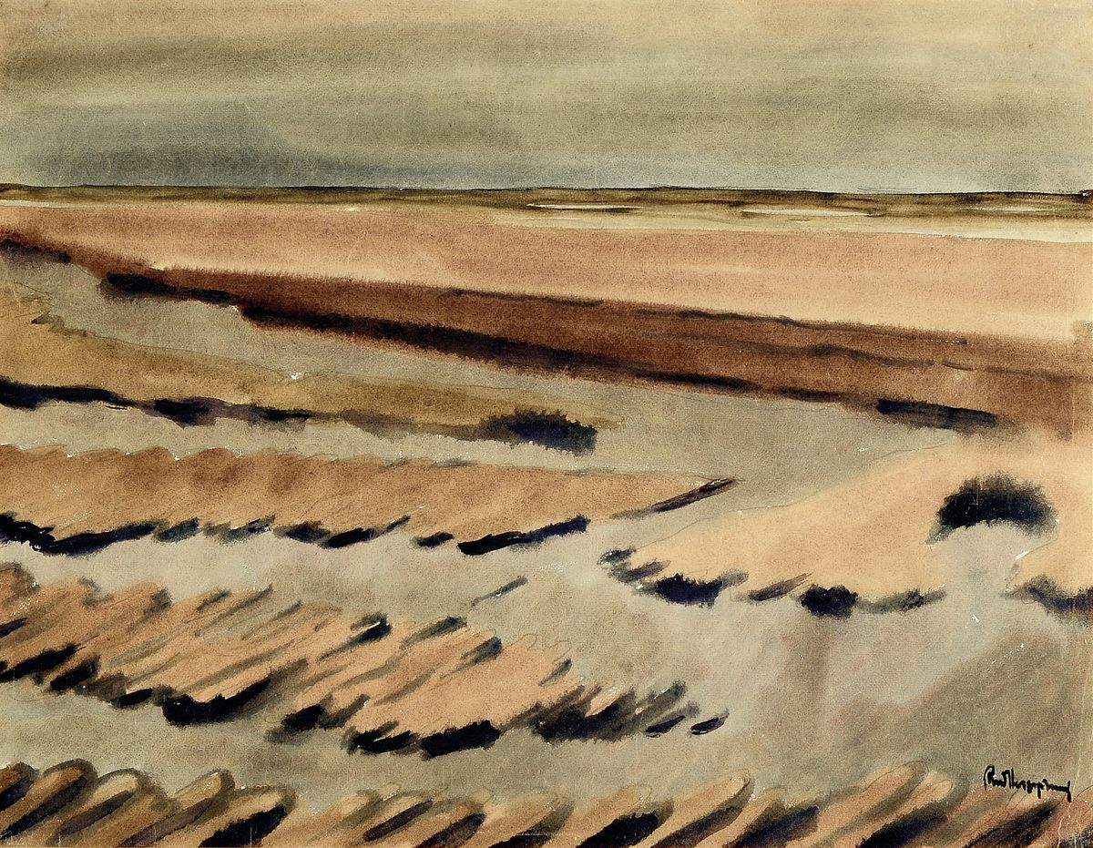 Detail b: Rudolf Herzsprung, geb. 1904 Berlin, 2 Aquarelle, 1) Sandbank mit Prise vor Juist, rückseitig mit handschriftl. Widnung und Titel, rechts unten ...