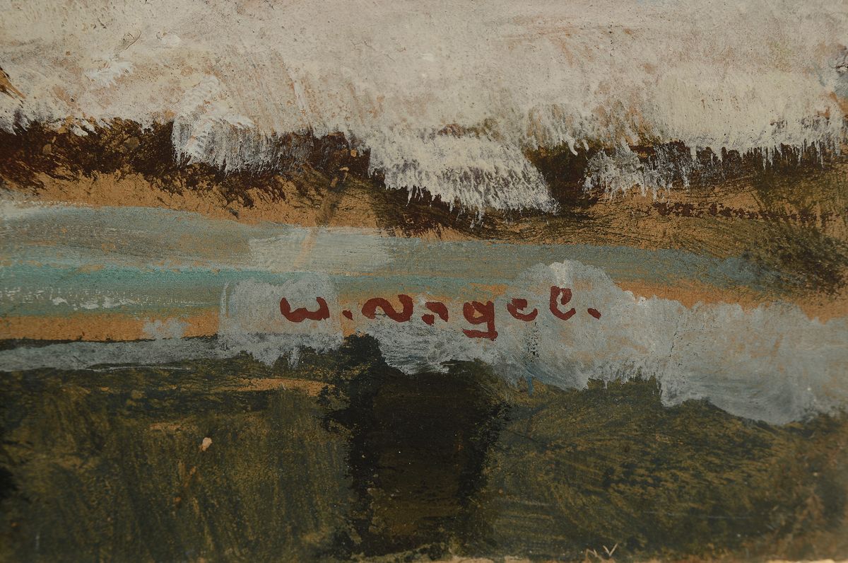 Detail a: Wilhelm Nagel, 1866 Mannheim-1945 Baden-Baden, Verschneite Landschaft mit Kopfweiden, Öl/Malkarton, rechts unten signiert, ca. 41x52cm