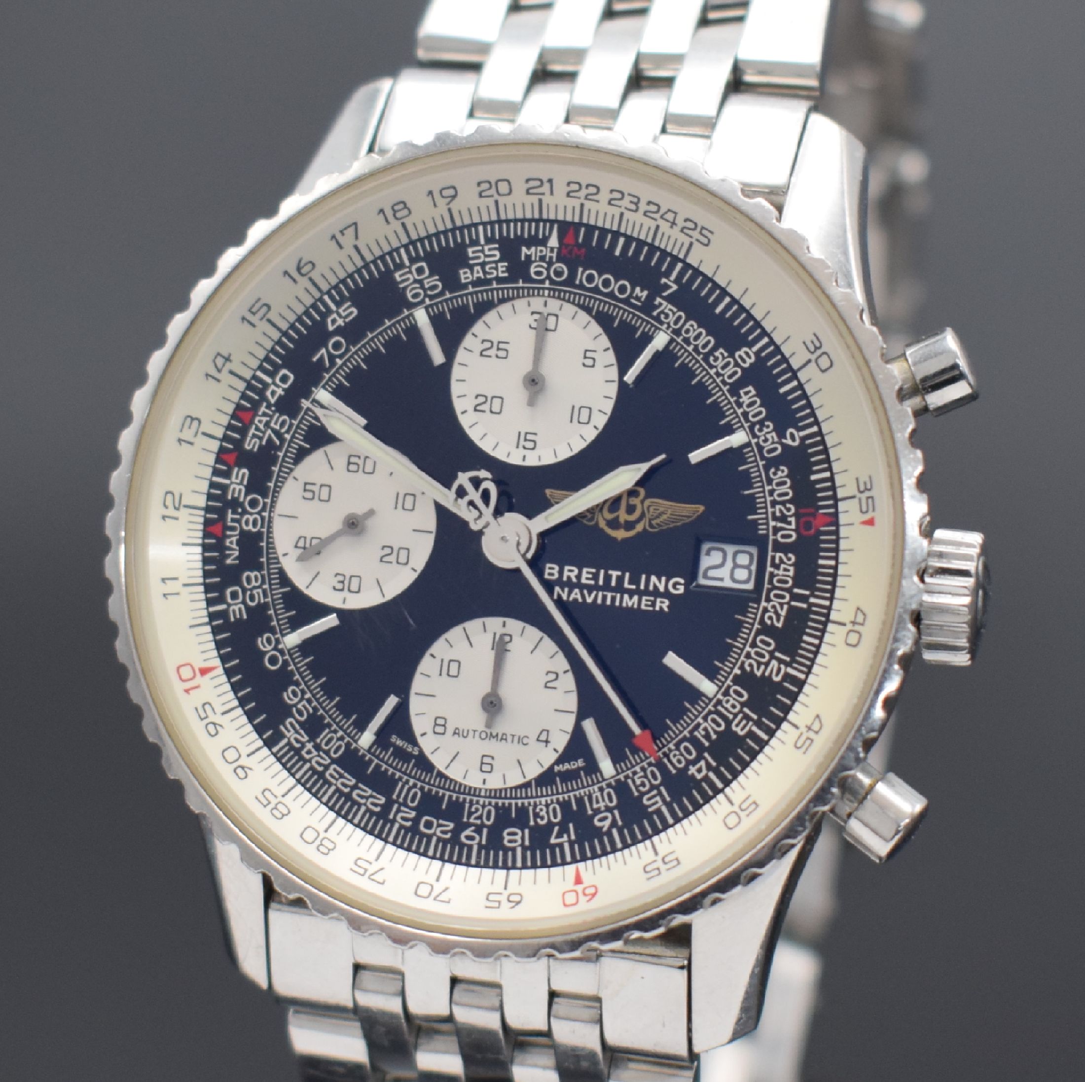 Detail a: BREITLING Armbandchronograph Old Navitimer Referenz A13322, Automatik, Chronometer in Edelstahl inkl. Pilotband m. Faltschließe, entsp. Saphirglas, ...