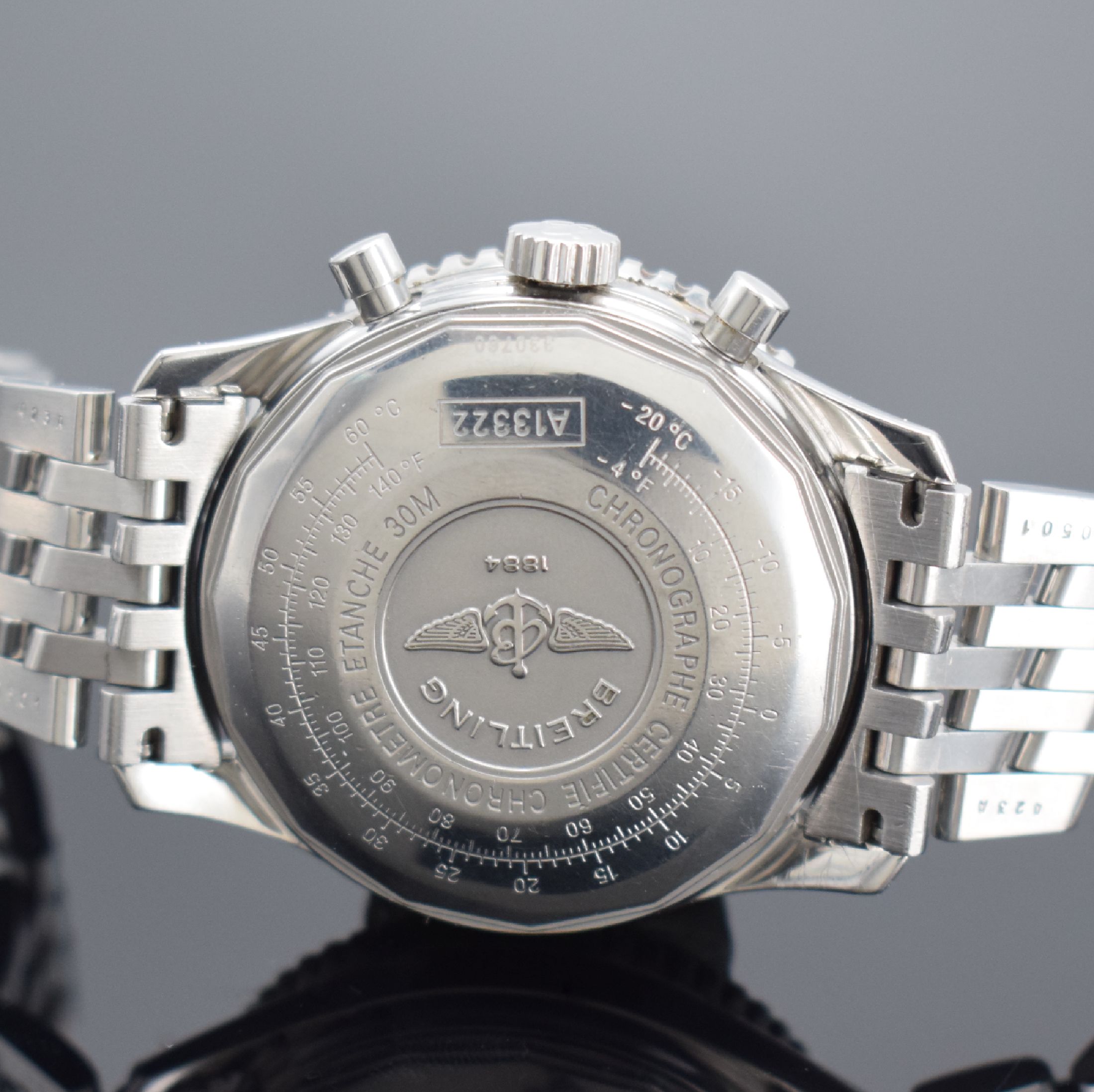 Detail d: BREITLING Armbandchronograph Old Navitimer Referenz A13322, Automatik, Chronometer in Edelstahl inkl. Pilotband m. Faltschließe, entsp. Saphirglas, ...
