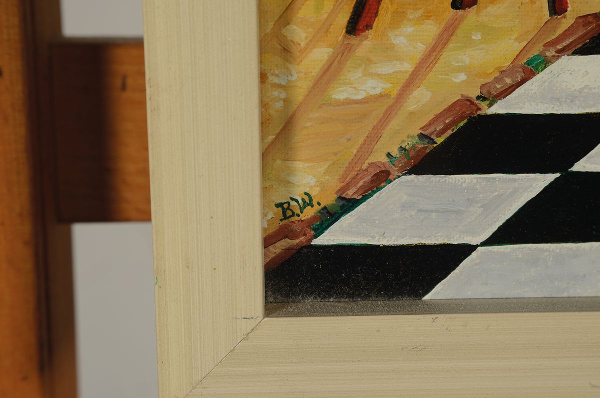 Detail a: Benno Walldorf, 1928 Gießen-1985 Bad Homburg, Unser Garten Bad Homburg, rückseitig so betitelt, Öl/Lwd, links unten signiert, ca. 24x30cm, R. ca. ...