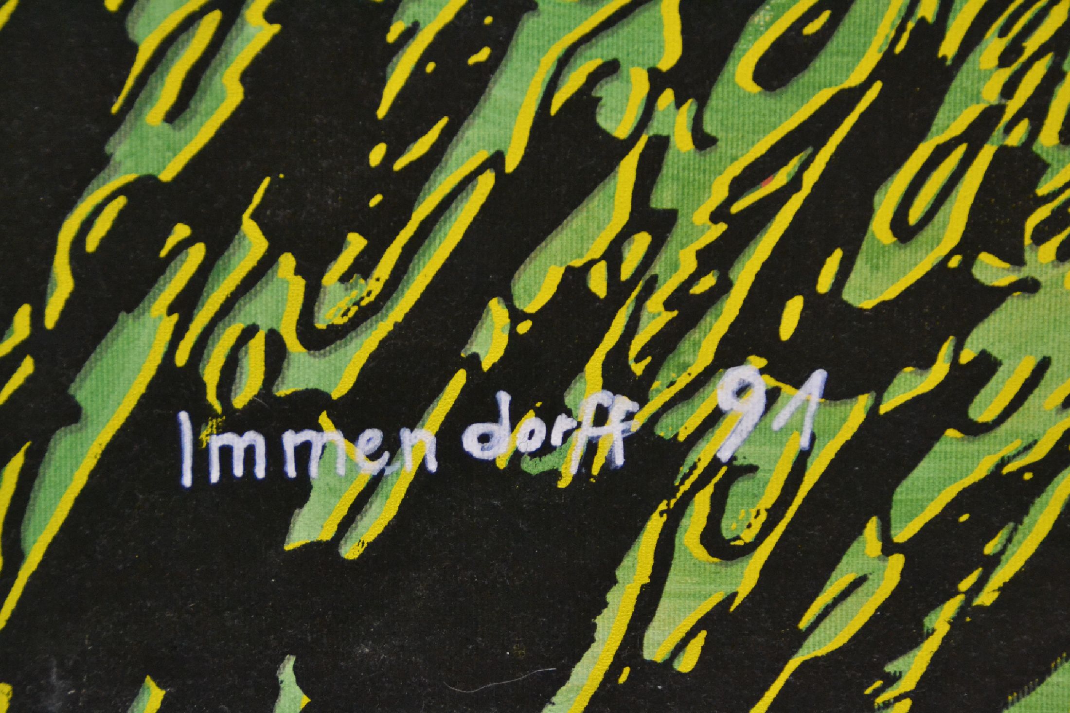 Detail b: Jörg Immendorff, 1945 Bleckede - 2007 Düsseldorf, Studium an der Akademie Düsseldorf bei Joseph Beuys, hier: Linolschnitt , "8.Oktober ...