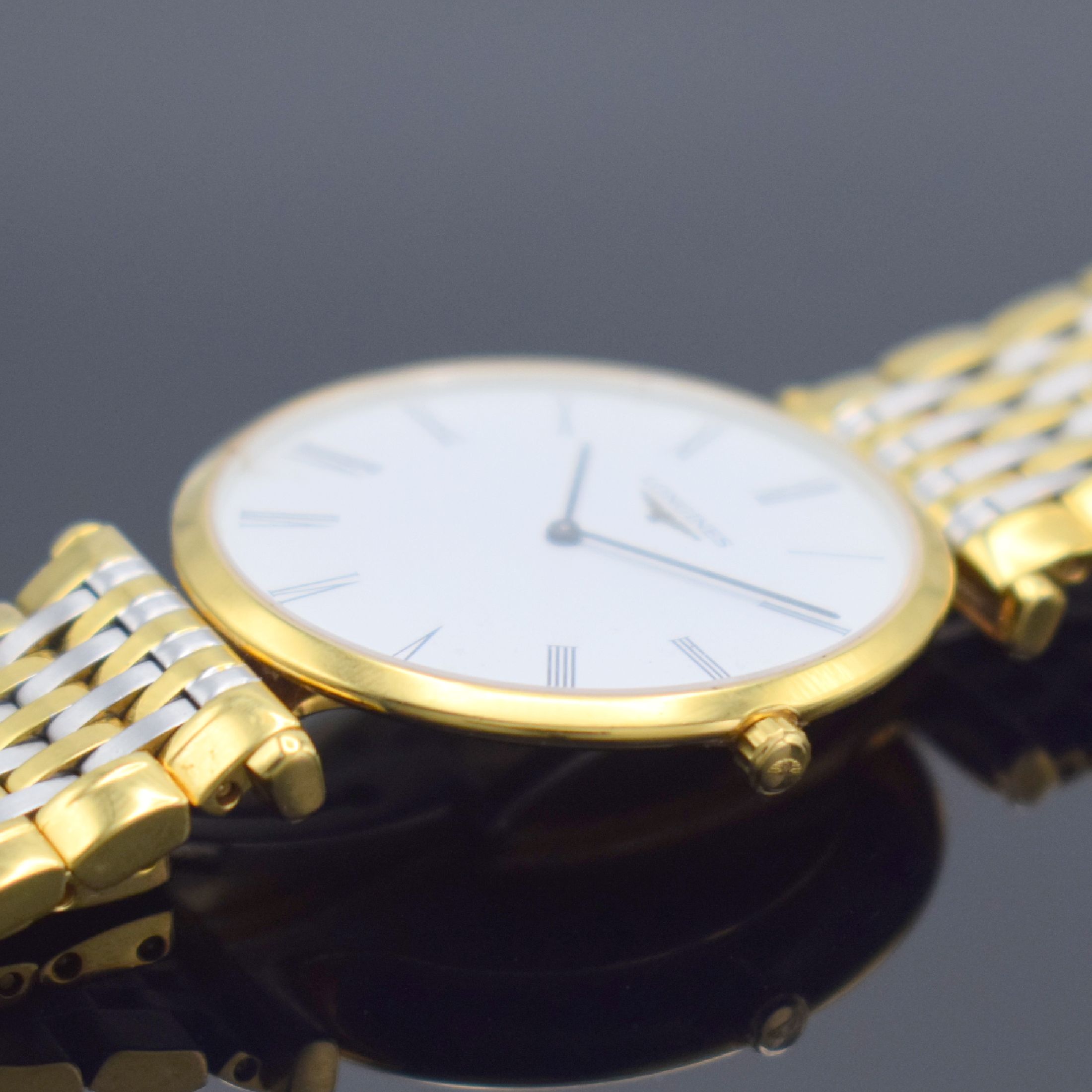 Detail c: LONGINES La Grande Classique Armbanduhr Referenz L4.709.2, Schweiz um 2012, quarz, verg. Gehäuse inkl. Gliederband m. dopp. Faltschl., Boden 6-fach ...
