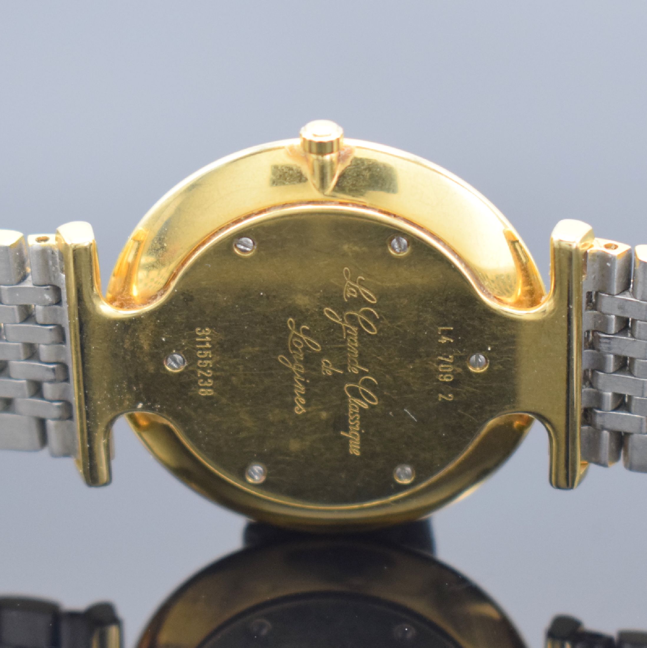 Detail d: LONGINES La Grande Classique Armbanduhr Referenz L4.709.2, Schweiz um 2012, quarz, verg. Gehäuse inkl. Gliederband m. dopp. Faltschl., Boden 6-fach ...