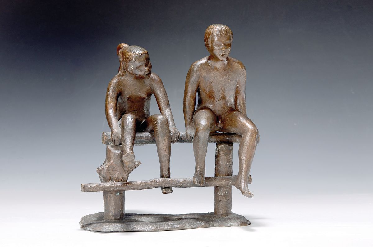 Kurt Moser, 1925/26 - 1982/84, Im Lebensfrühling, Strehle, "Im Lebensfrühling", signiert und Gießerstempel, 27 x 25 cm