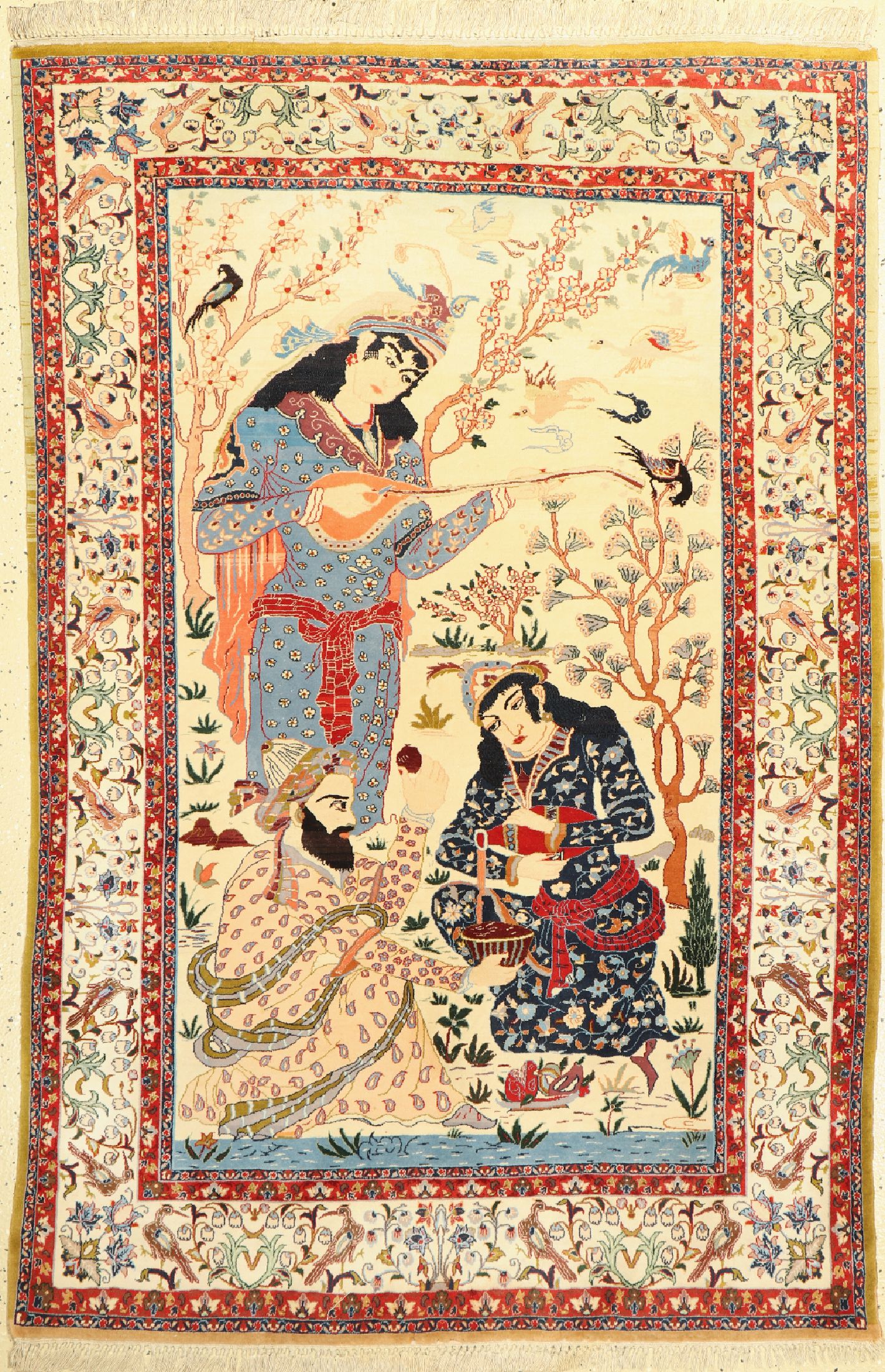 Esfahan fein, Persien, um 1950, Korkwolle mit Seide, ca. 162 x 109 cm, ca. 1,0 Mio. Kn/qm, EHZ: 2