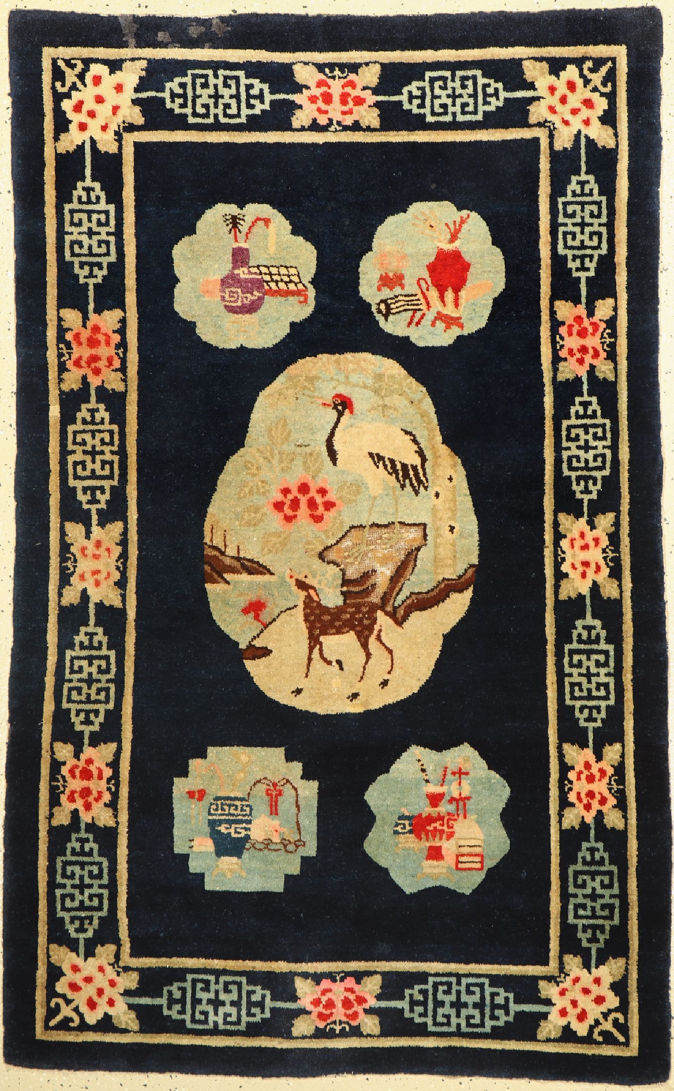 Pao Tow antik, China, um 1900, Wolle auf Baumwolle, ca. 166 x 104 cm, EHZ: 2, (Oxidiertund restauriert)