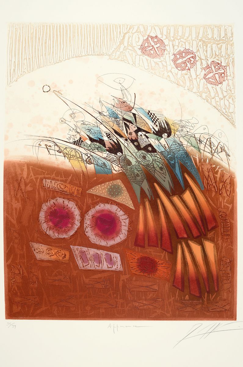 Georges Dussau, geb. 1947, Farbradierung, re. unten sign., num. 95/99, ca. 75,5x55 cm