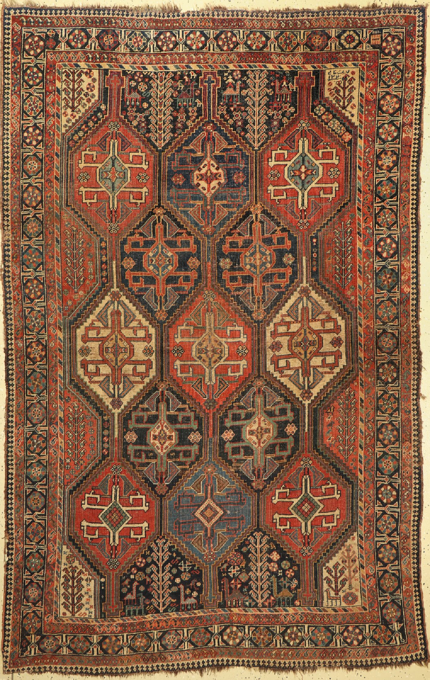 Antiker Ghaschgai, Persien, um 1900, Wolle auf Wolle, ca. 253 x 162 cm, EHZ: 4-5