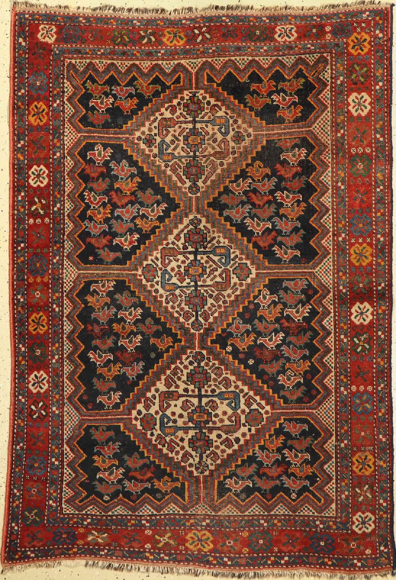 Khamseh alt, Persien, um 1930, Wolle auf Baumwolle, ca. 175 x 125 cm, EHZ: 4-5