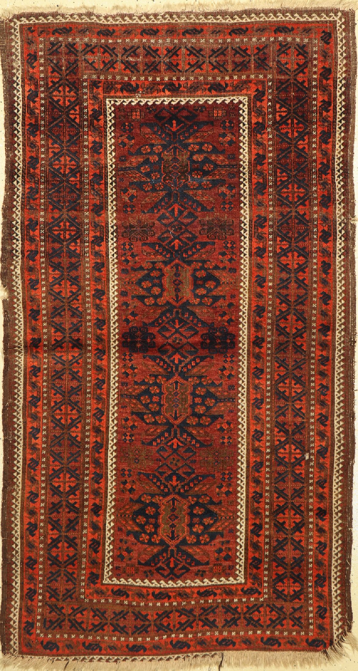 Antiker Belutsch, Persien, 19.Jhd, Wolle auf Wolle, ca. 197 x 106 cm, (Alters-und Gebrauchsspuren)