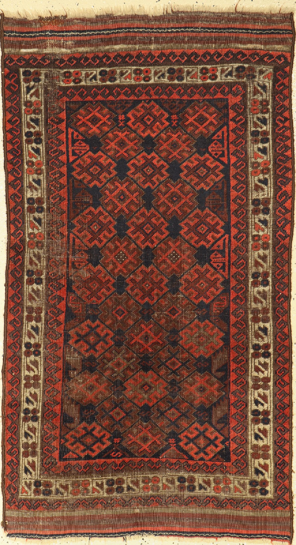Antiker Belutsch, Persien, 19.Jhd, Wolle auf Wolle, ca. 143 x 78 cm, (Alters-und Gebrauchsspuren)