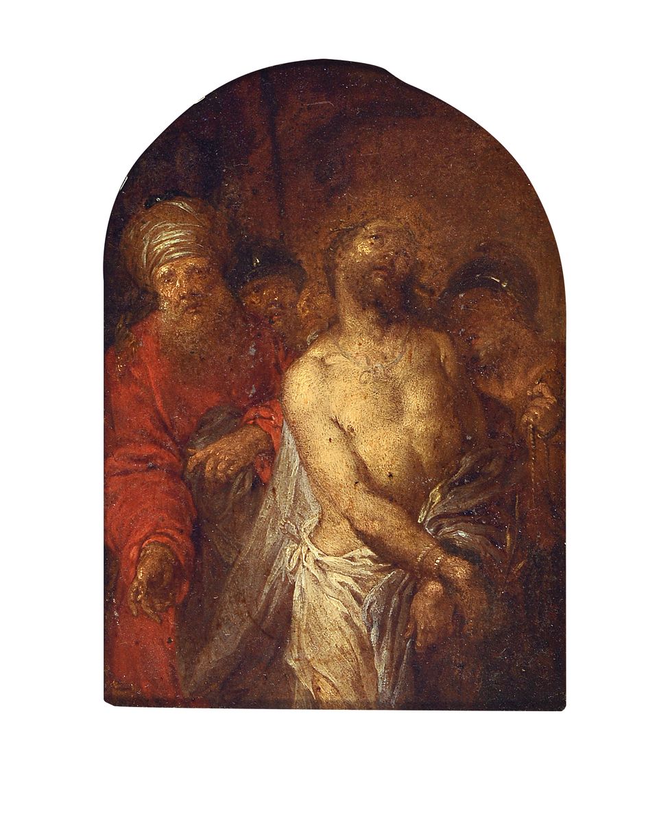 Unbekannter Künstler, süddeutsch, Mitte 18.Jh., Ecce Homo, bzw. Figurengruppe aus Christus nebst Pontius Pilatus und zwei Häschern, ...