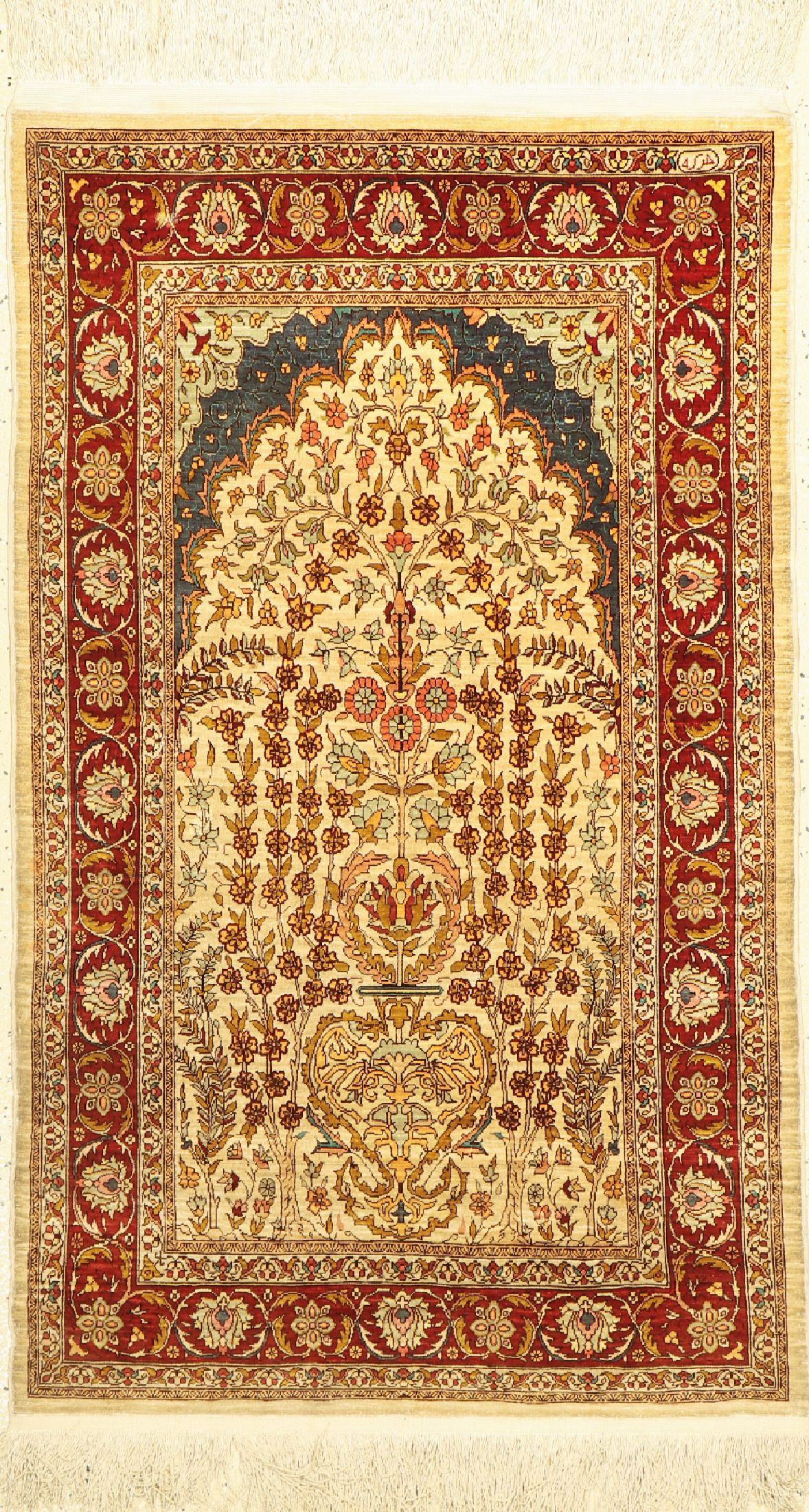 Hereke Seide fein, signiert, Türkei, um 1960, reine Naturseide, ca. 116 x 70 cm, EHZ: 2