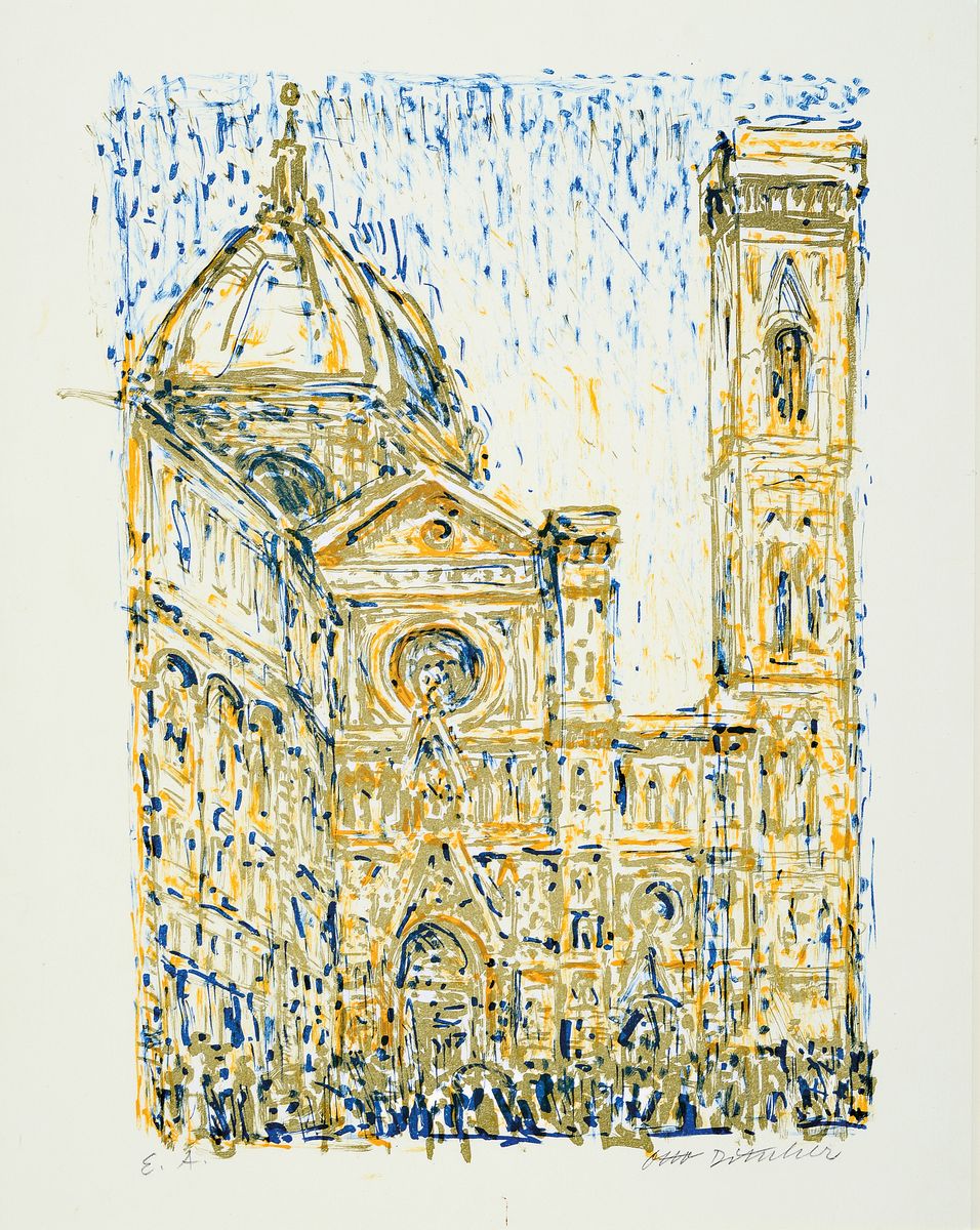 Detail b: Otto Ditscher, 1904-1987 Neuhofen, 2 Arbeiten: Selbstporträt, Holzschnitt, sign.., num. 6/100, ca. 30x23cm, PP, u.Gl., R. ca. 47x40cm; Ansicht aus ...