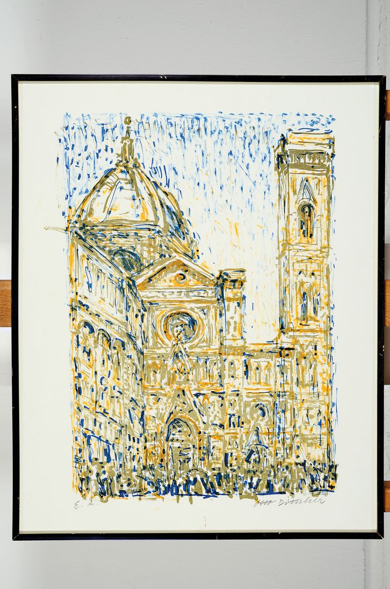 Detail m: Otto Ditscher, 1904-1987 Neuhofen, 2 Arbeiten: Selbstporträt, Holzschnitt, sign.., num. 6/100, ca. 30x23cm, PP, u.Gl., R. ca. 47x40cm; Ansicht aus ...