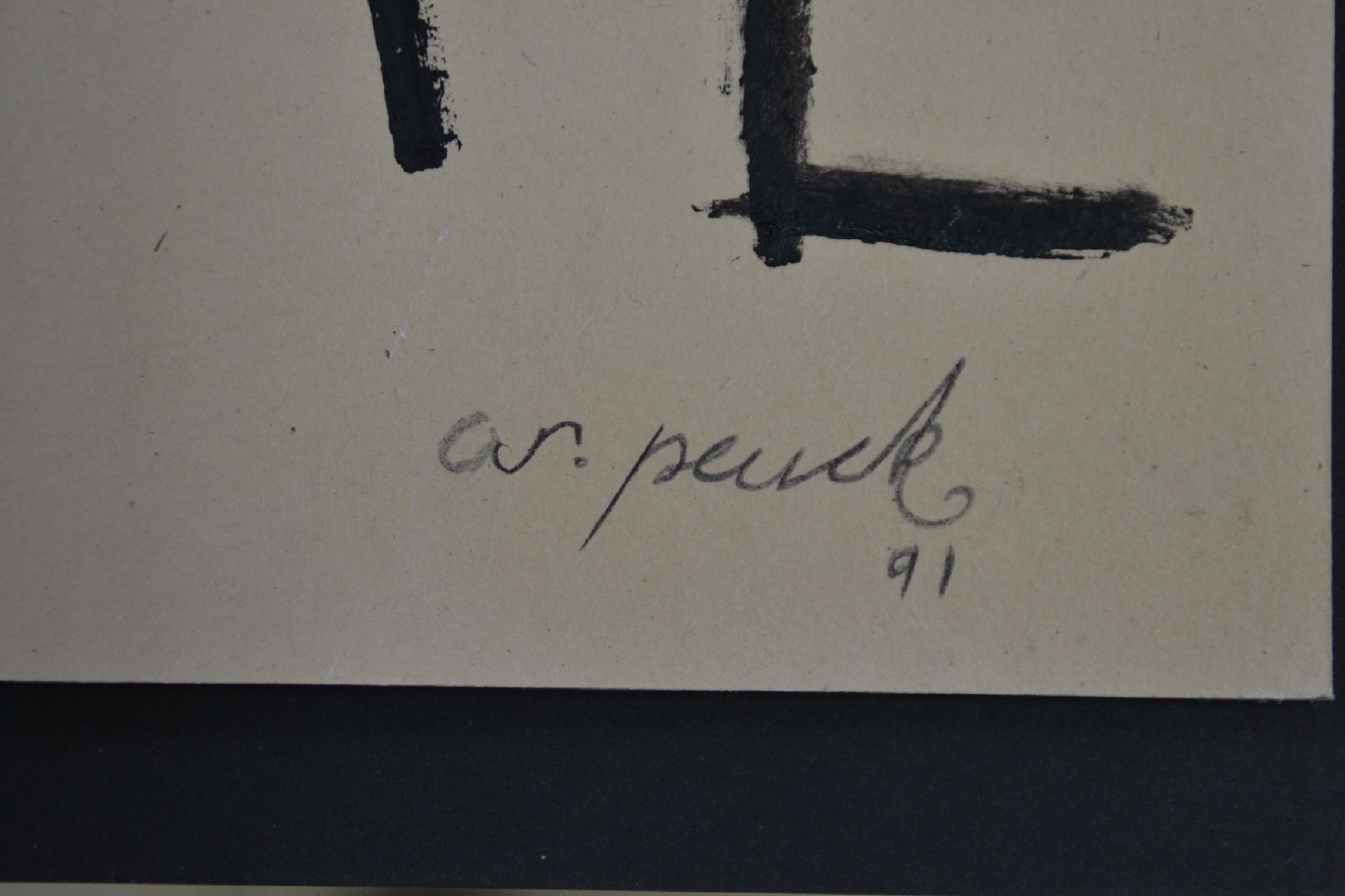 Detail c: A.R. Penck, 1939-2017, Ohne Titel, Tuschpinselzeichnung in schwarz und rot, rechts unten signiert und dat. 91, links unten in Bleistift zwei ...