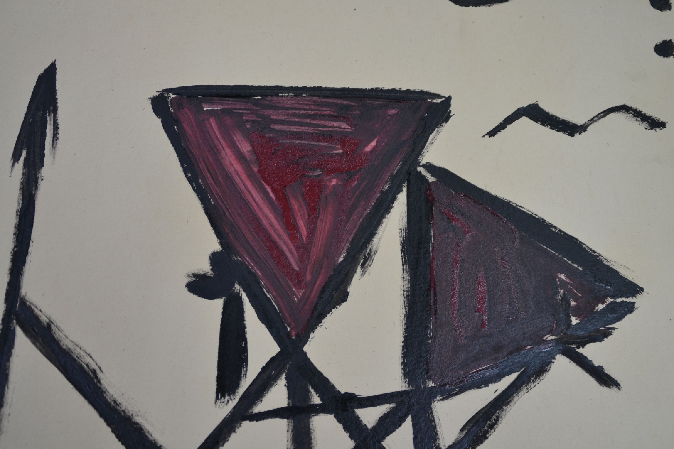 Detail d: A.R. Penck, 1939-2017, Ohne Titel, Tuschpinselzeichnung in schwarz und rot, rechts unten signiert und dat. 91, links unten in Bleistift zwei ...