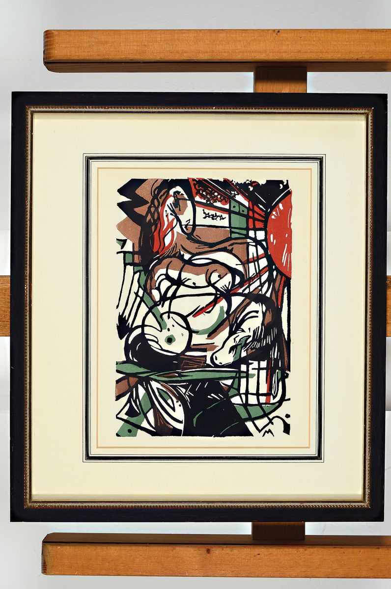 Detail k: Franz Marc, 1880-1916, Die Geburt der Pferde, späterer Abzug des Farbholzschnitts von 1911m, ca. 21x14cm, PP, u.Gl., R. ca. 35x31cm