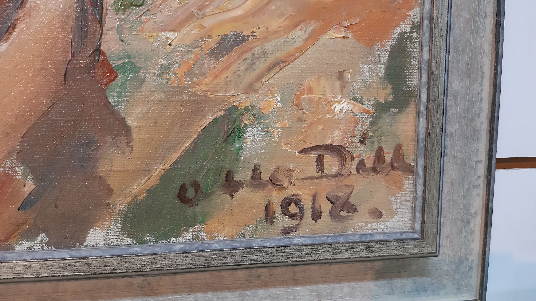 Detail f: Otto Dill, 1884 Neustadt a.d. Weinstraße-1957 Bad Dürkheim, Bäuerin mit Rindern, Öl/Lwd, rechts unten signiert und dat. 1918, verso zwei alte ...