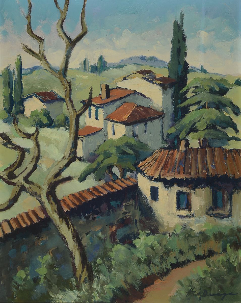 Detail a: Heiner Deege, 1920-2007 Haßloch, 2 Pendants mit südlichen Landschaften, Öl/Malkarton, rechts unten signiert, je ca. 50x40cm, R. ca. 54x44cm