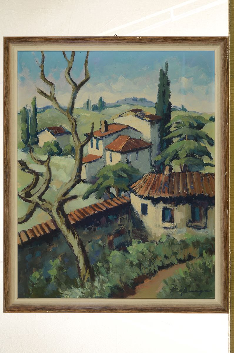 Detail l: Heiner Deege, 1920-2007 Haßloch, 2 Pendants mit südlichen Landschaften, Öl/Malkarton, rechts unten signiert, je ca. 50x40cm, R. ca. 54x44cm