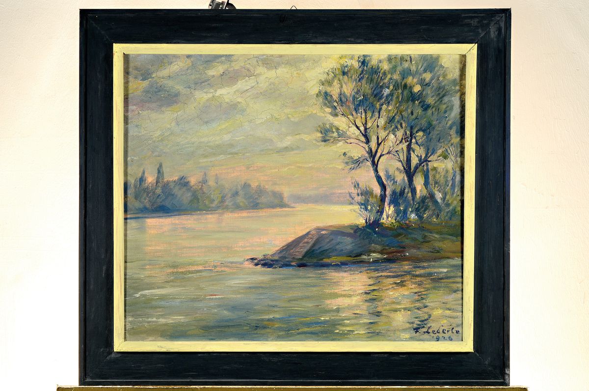 Detail k: Fritz Lederle, 1901-1975 Ludwigshafen, Altrheinlandschaft, Öl/Lwd, rechts unten signiert und dat. 1926, ca. 49x59cm, R. ca. 63x71cm