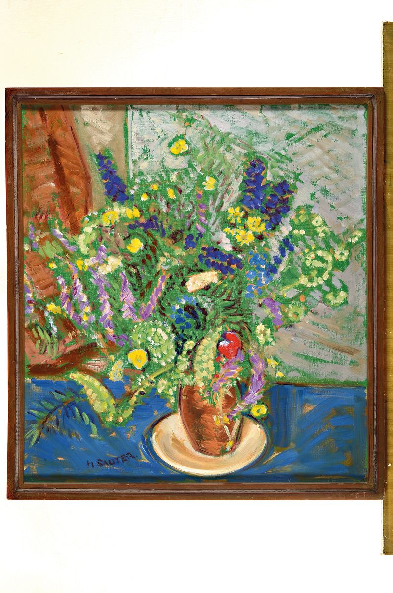 Detail k: Hermann Sauter, 1891 Germersheim-1981 Landau, Stillleben mit Sommerblumen, Öl/Lwd, links unten signiert, ca. 56x51cm, R. ca. 59x54.5cm