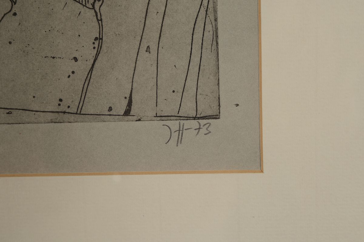 Detail a: Horst Janssen, 1929 - 1995 Hamburg, Studium an der Landeskunstschule Hamburg, hier: Radierung, Selbstbildniss "mal so" (1973), Probedruck, ...