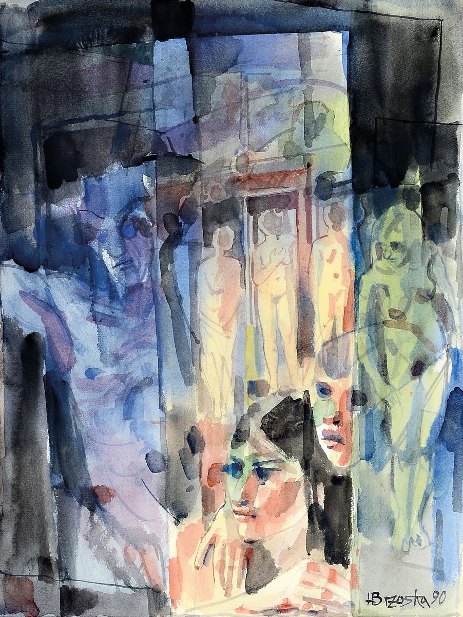 Detail b: Heinz Brzoska, 1942 Kattowitz - 2015 Ludwigshafen am Rhein, Ausbildung an der Kölner Werkschulen, hier: 2 Aquarelle, traumhafte Kompositionen mit ...
