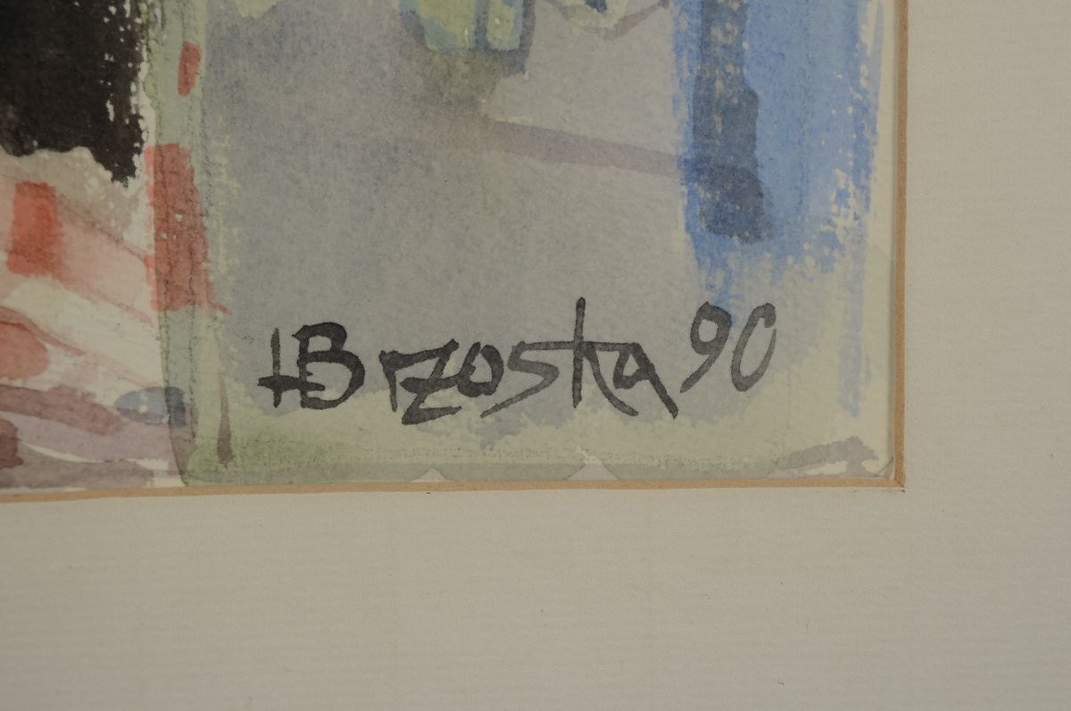 Detail c: Heinz Brzoska, 1942 Kattowitz - 2015 Ludwigshafen am Rhein, Ausbildung an der Kölner Werkschulen, hier: 2 Aquarelle, traumhafte Kompositionen mit ...