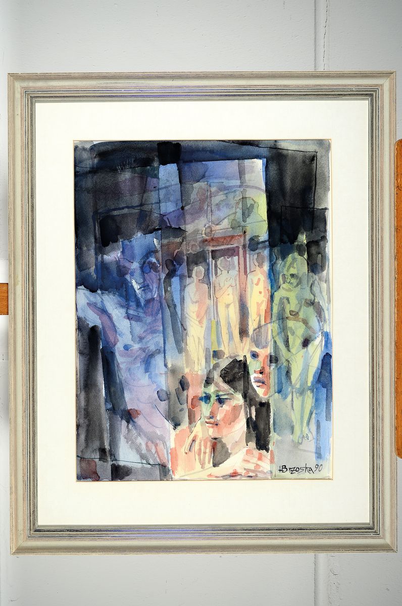 Detail m: Heinz Brzoska, 1942 Kattowitz - 2015 Ludwigshafen am Rhein, Ausbildung an der Kölner Werkschulen, hier: 2 Aquarelle, traumhafte Kompositionen mit ...