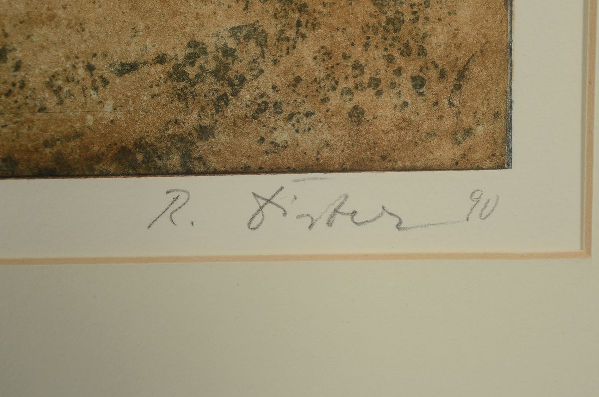Detail a: Rudolf Dister, Speyer, verstorben 2009, Radierung, materialmimetische Komposition, bez. "Aufbruch", signiert und datiert 90, Ed. 9/30, ...