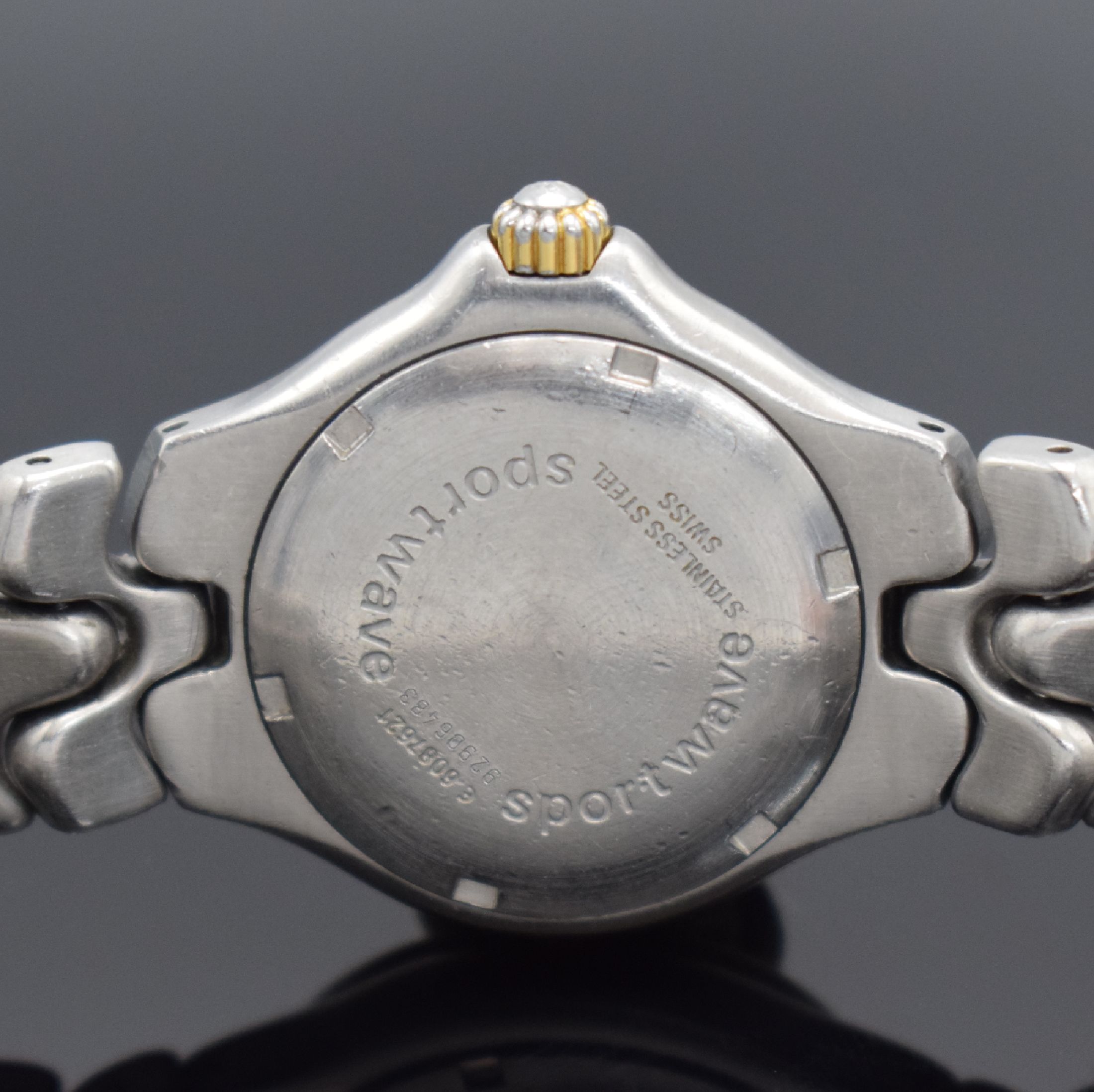 Detail d: EBEL Damenarmbanduhr Sportwave Referenz 6087621, Schweiz um 1995, quarz, Ref. 6087621, z. T. verg. Edelstahlgeh. inkl. Gliederband mit dopp. ...