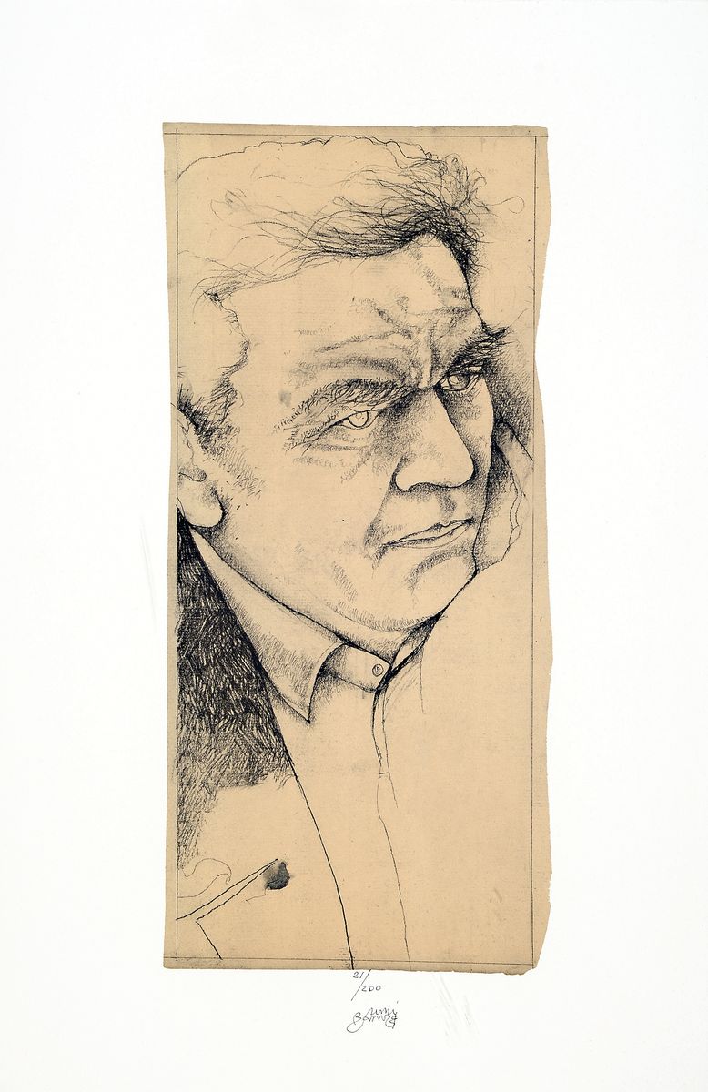 Detail b: Bruno Bruni,geb. 1935, zwei Lithographien, Porträt, num. 21/200, handsigniert, 50 x 33 cmund ca. 67 x 100 cm, handsigniert, num. 113/150, Blatt ...