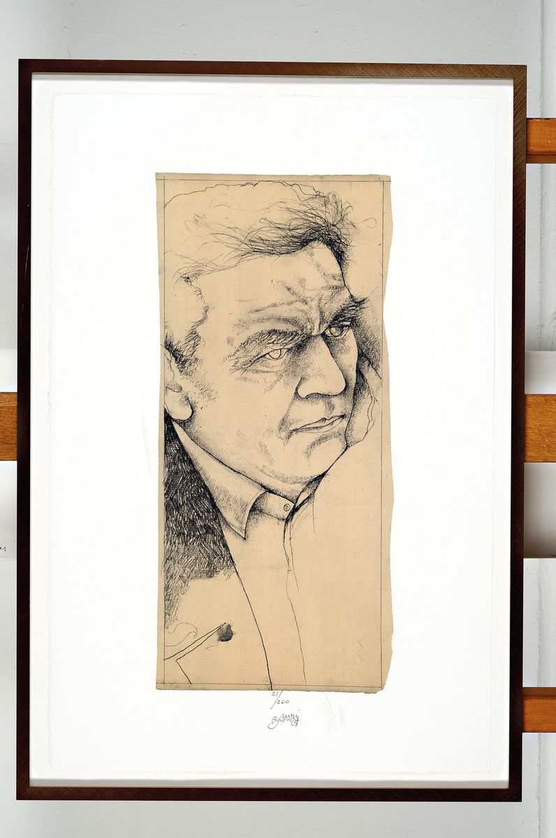 Detail m: Bruno Bruni,geb. 1935, zwei Lithographien, Porträt, num. 21/200, handsigniert, 50 x 33 cmund ca. 67 x 100 cm, handsigniert, num. 113/150, Blatt ...
