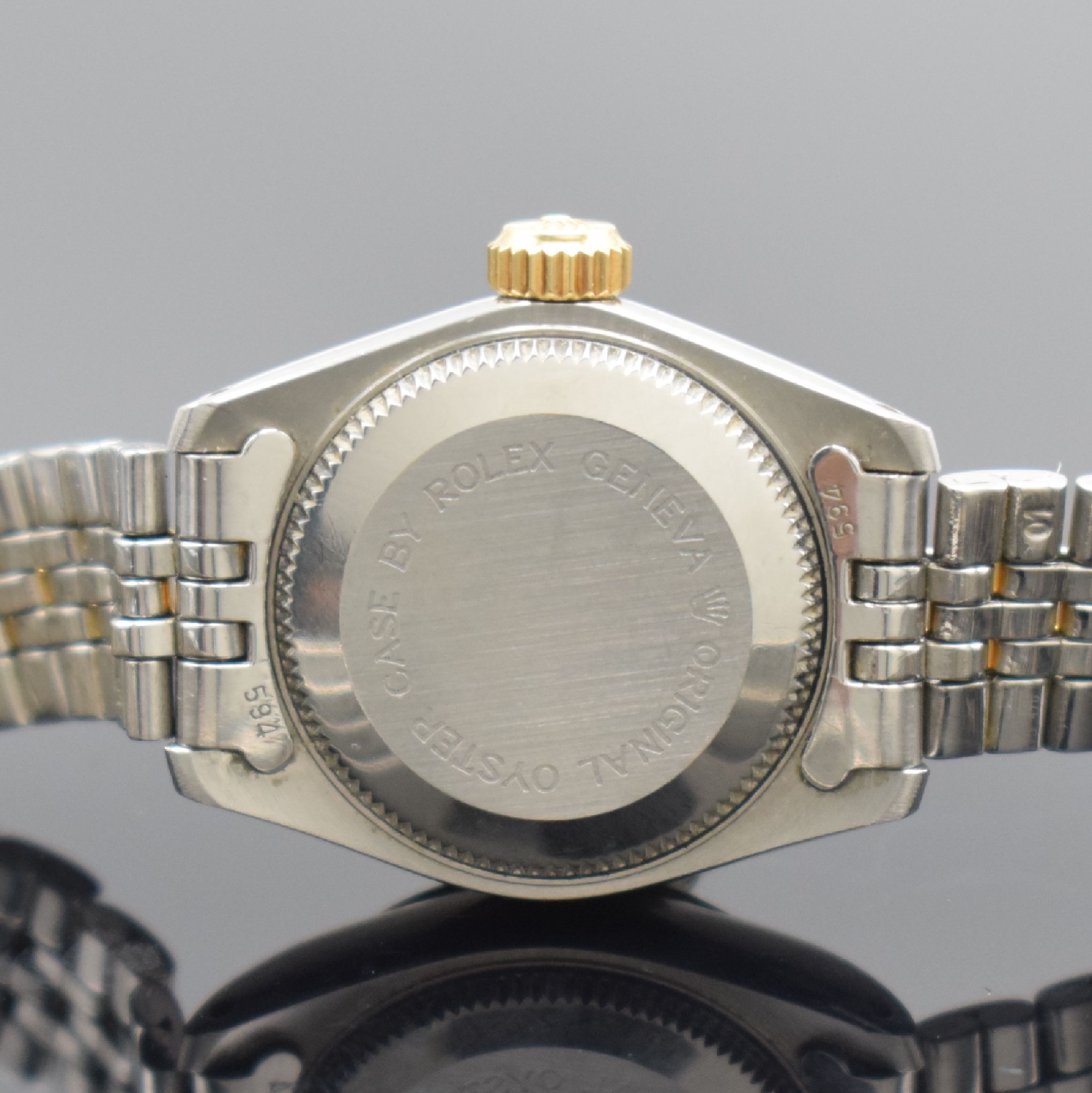 Detail d: TUDOR Damenarmbanduhr Princess Date Referenz 92513 im original Rolex Gehäuse, Automatik, Schweiz um 1997, Edelstahl/Gold kombiniert inkl. orig. ...