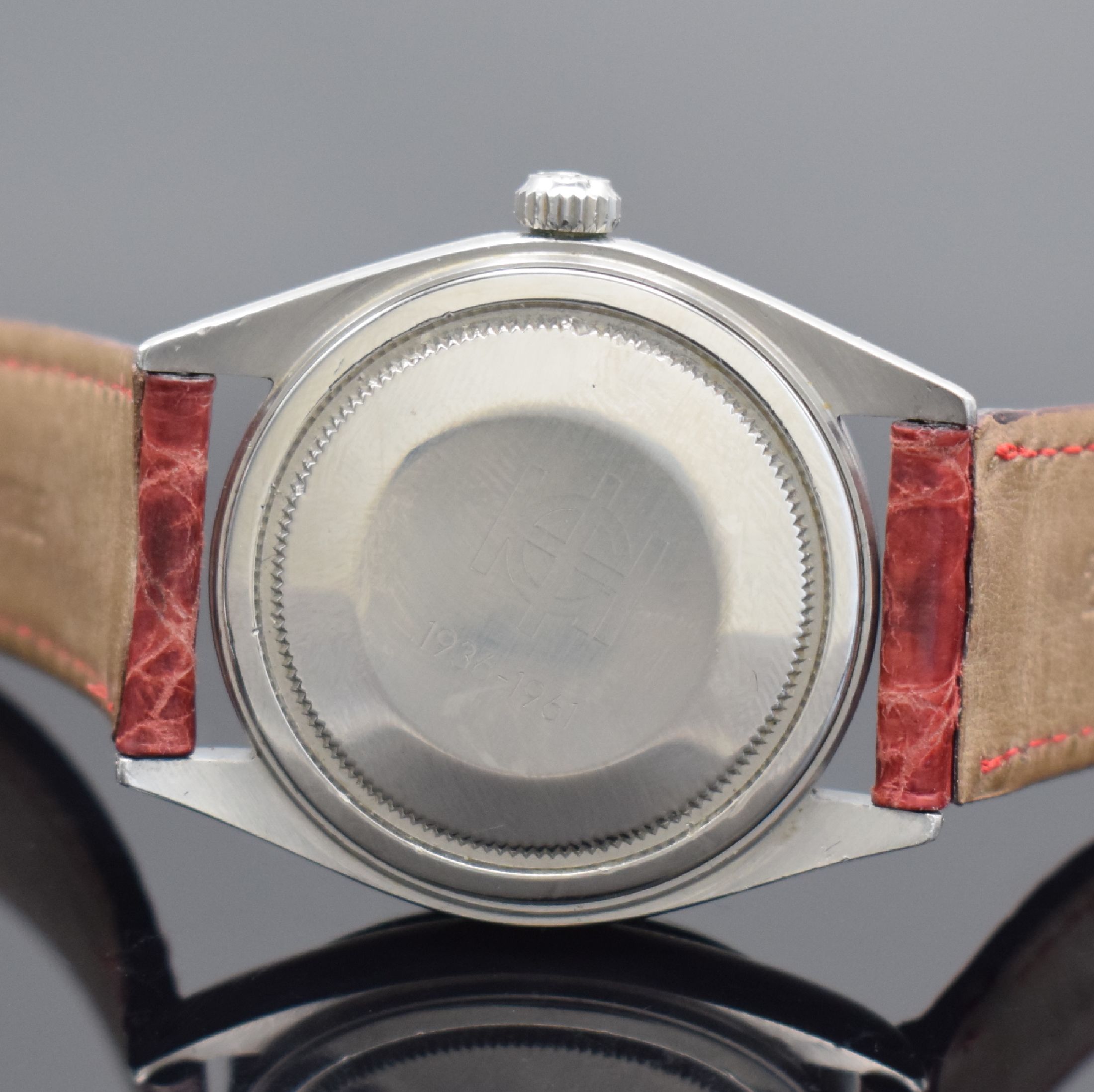 Detail c: TUDOR Oyster Prince Herrenarmbanduhr in Edelstahl Referenz 7965, Automatik, Schweiz lt. Bodenstempel I Quartal 1961, silb. Zifferbl. altersbed. ...
