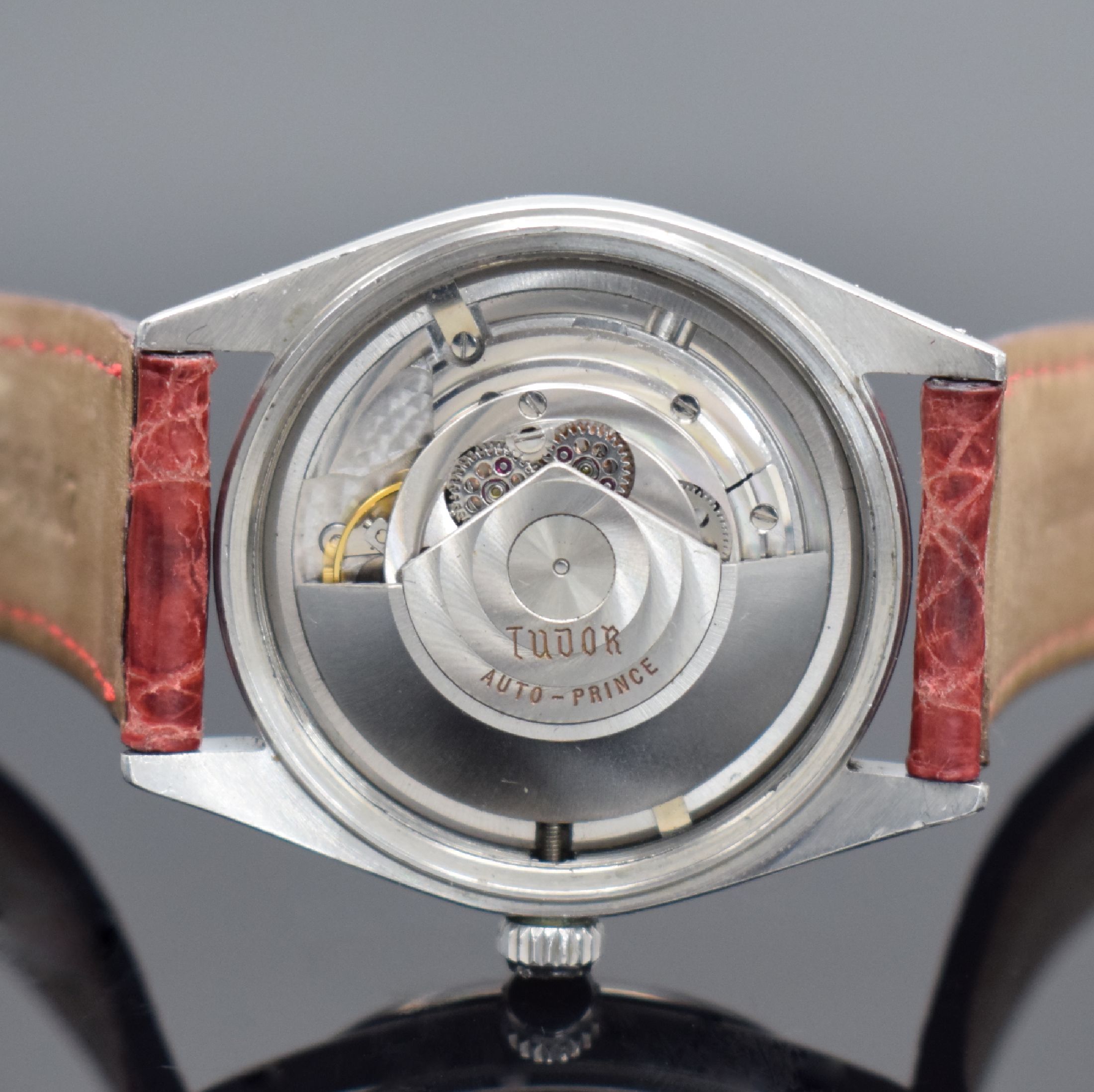 Detail e: TUDOR Oyster Prince Herrenarmbanduhr in Edelstahl Referenz 7965, Automatik, Schweiz lt. Bodenstempel I Quartal 1961, silb. Zifferbl. altersbed. ...