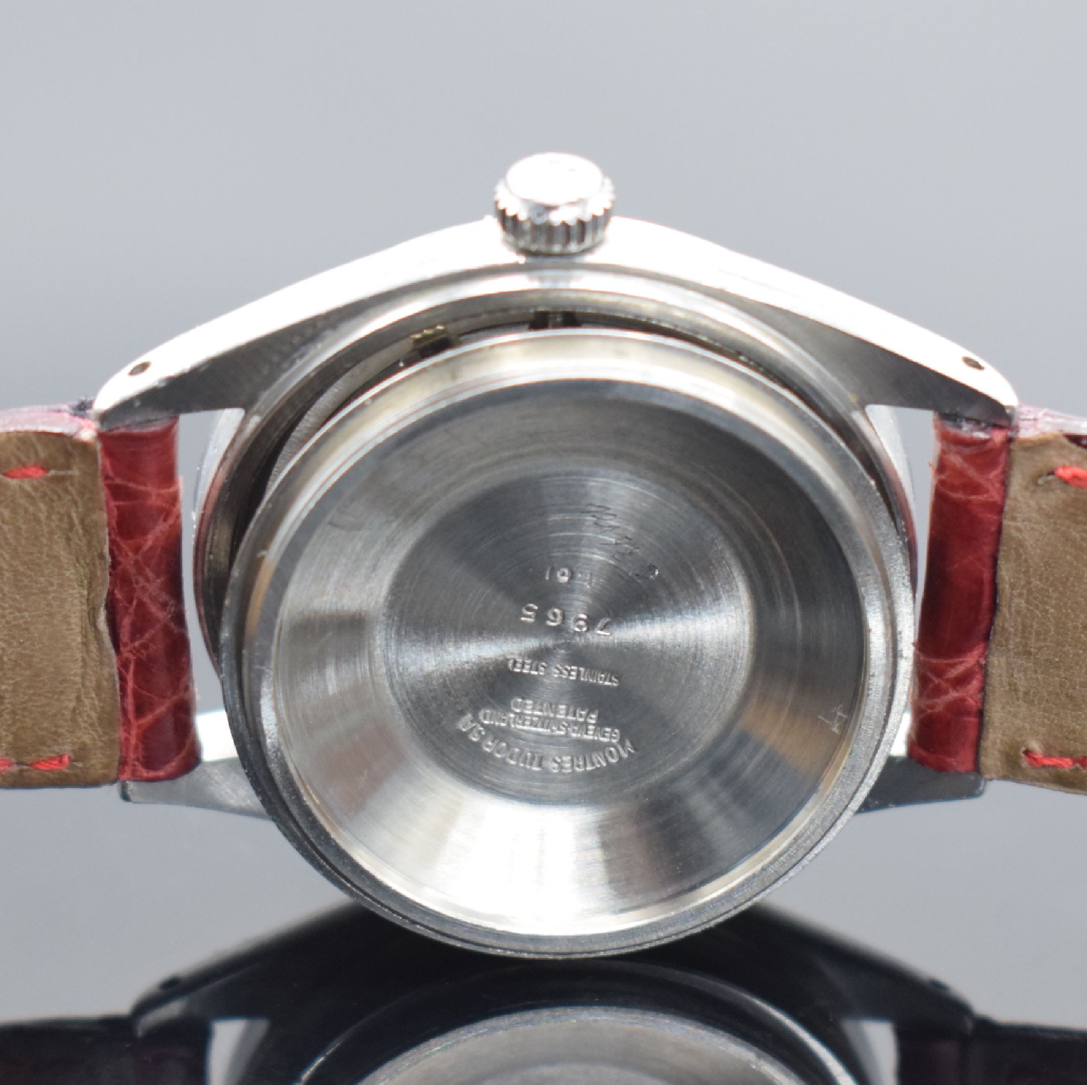 Detail f: TUDOR Oyster Prince Herrenarmbanduhr in Edelstahl Referenz 7965, Automatik, Schweiz lt. Bodenstempel I Quartal 1961, silb. Zifferbl. altersbed. ...